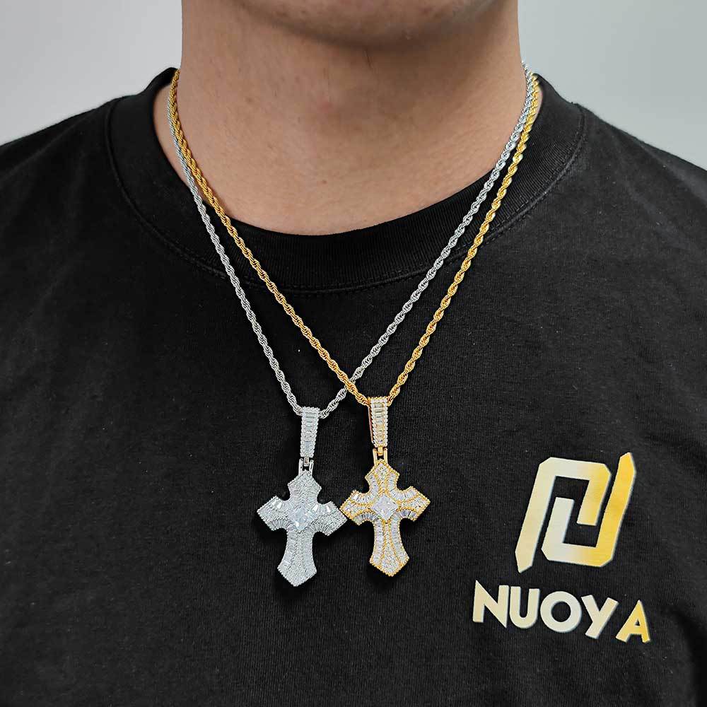 Hip Hop Cross Pendant Zircon Necklace Accessories Popular Personalized Jewelry Men's Pendant
