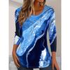 Round Neck 3D Abstract Printed Top Casual Long Sleeved Women's T-shirts - Soft Medium Stretch Polyester Fabric Spring and Autumn Relaxed Fit Clothing