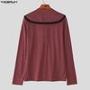 INCERUN Men's Irregular Neck Long Sleeve Stitching Casual Autumn T-shirts Undershirts