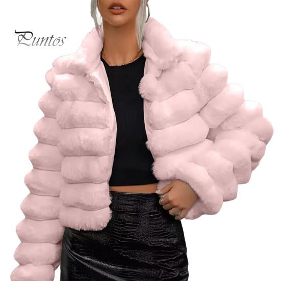 

Зимняя женская куртка из толстого искусственного меха, однотонный отложной воротник, длинные рукава, сохраняющая тепло, повседневная одежда для активного отдыха, теплое пальто S розовый
