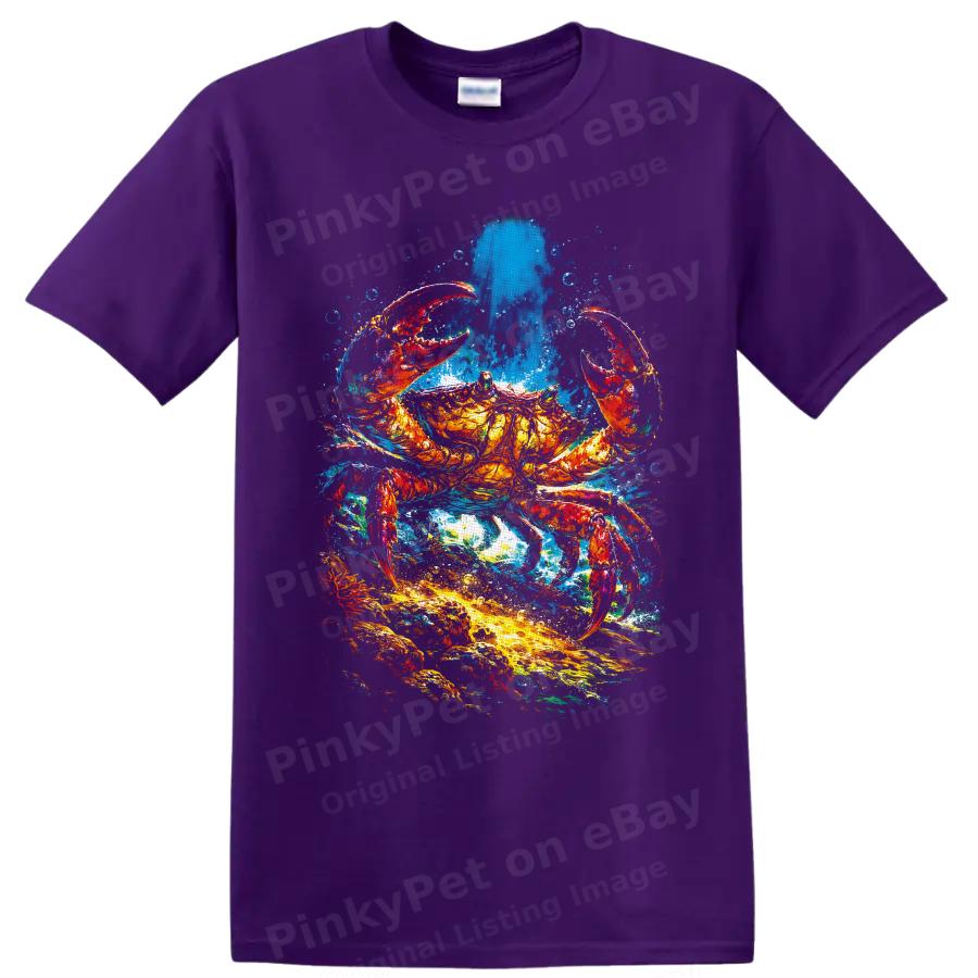 Crab T Shirt Colorful Ocean Splash Watercolor Marine Animal Art Graphic Tee
