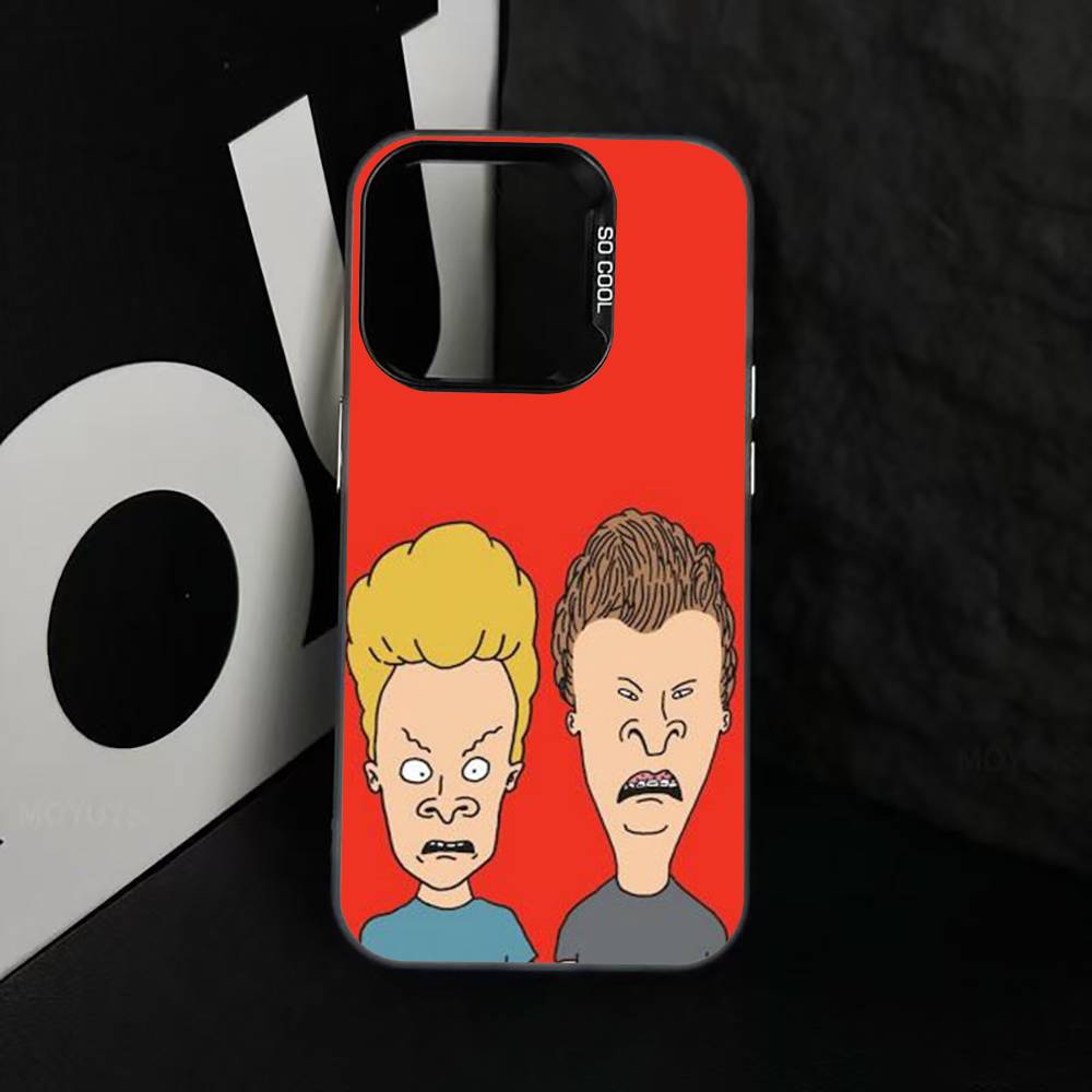Beavis & B-Head Phone Case For iPhone 17,16,15,14,13,12,11 Plus,Pro Max,XS,Colored Silver Plated Inside Cover