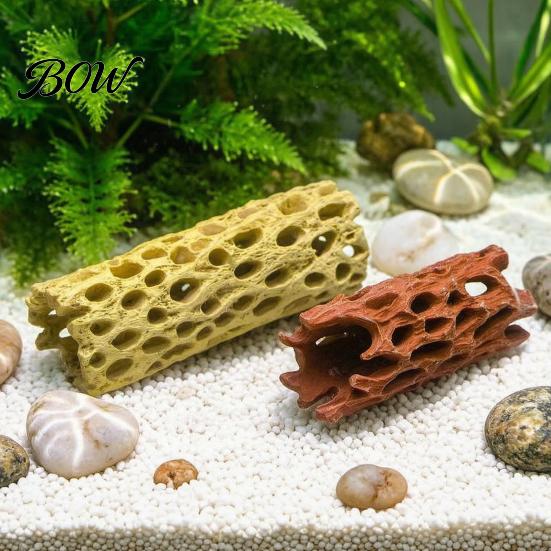 Underwater Breeding House Aquarium Shrimp Cave, Artificial Tree Trunk Hide, Fish Tank Porous Tunnel Hideout, Realistic Cave for Betta