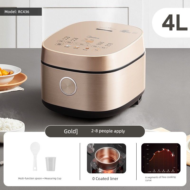 

Midea 0 Coated Rice Cooker For Home 4L Multifunctional 316 Stainless Steel Non-Sticky Liner Uncoated Low Sugar Rice Cooker Rose Gold(Sugar-free rice)