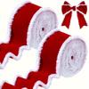 2rolls Classic Velvet Christmas Ribbons Set Craft Ribbon with Wired Edges Red & Green Ideal for DIY Crafts Holiday Decorations 2.5in 5yards Each