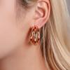 Simple Metal C Shape Dangle Earrings for Women Trendy Retro Three Layer Personality Geometry Drop Earrings Round Circle Zircon