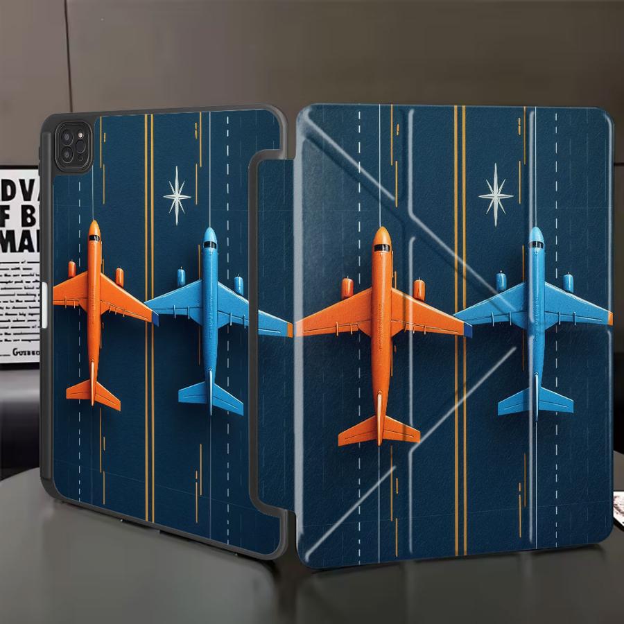

Чехол-планшет для iPad Pro 11-го 10-го 9-го 8-го 7-го 12,9 дюйма Mini 6 7 Pro 2025 Air 4 5 M3 M2 1 2 M4 11 дюймов с дизайном взлетно-посадочной полосы самолета с двумя плоскостями iPad Mini 7 8.3