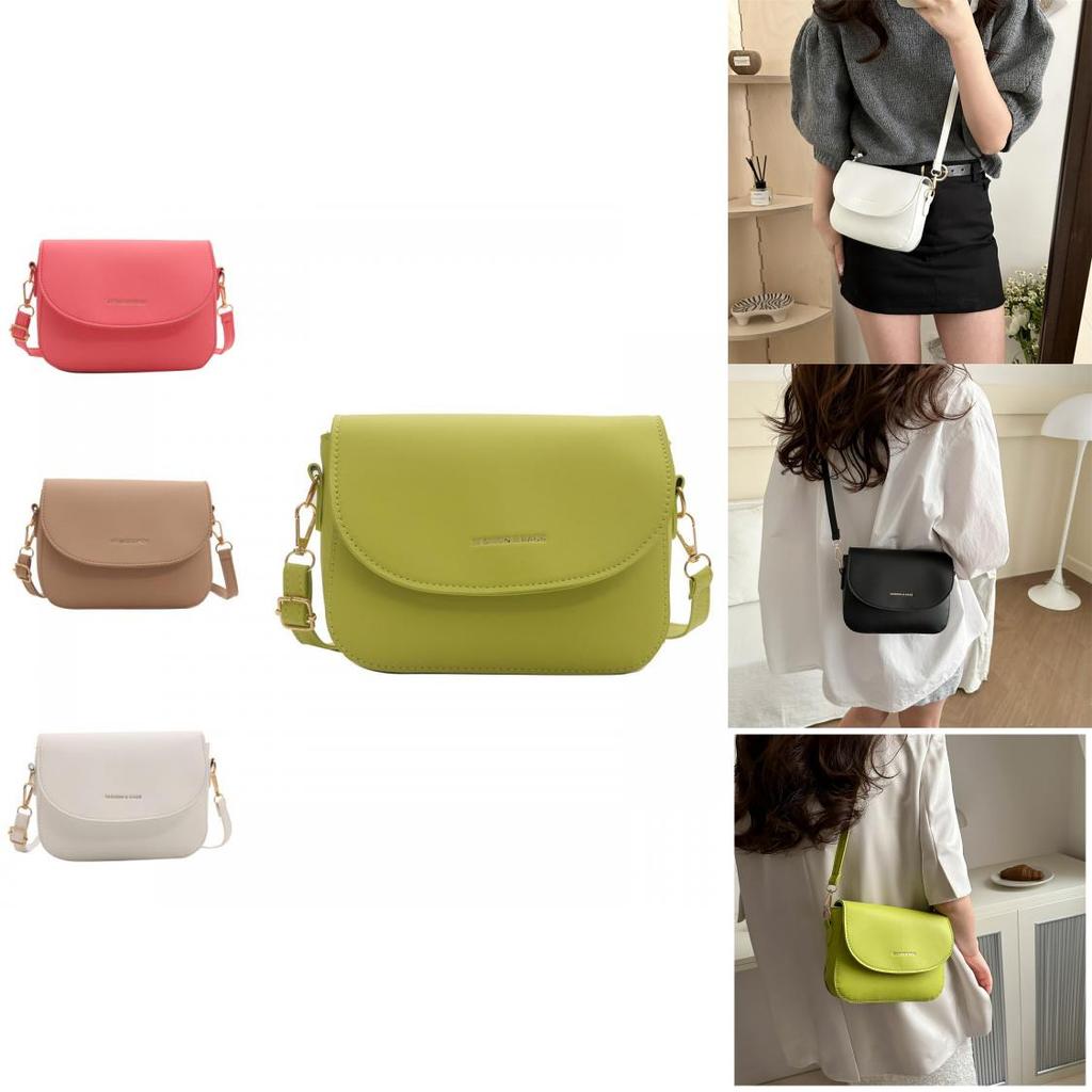 Trendy Candy-colored Saddle Bag In White Khaki Pink Green Brown Black