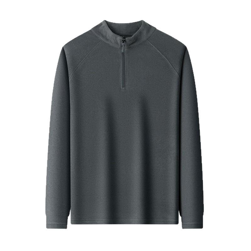 Men's Double-Sided Brushed Cationic Long-Sleeve Half-High Collar Zipper Sweatshirt