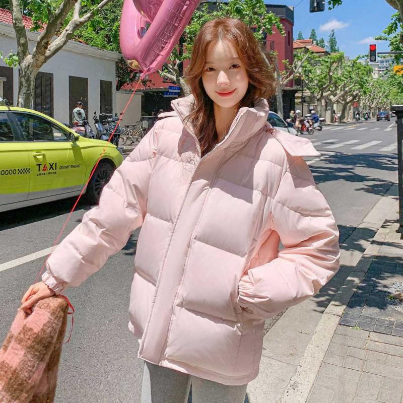 Couple Short Down Jacket Winter Thick Hooded Loose Fit