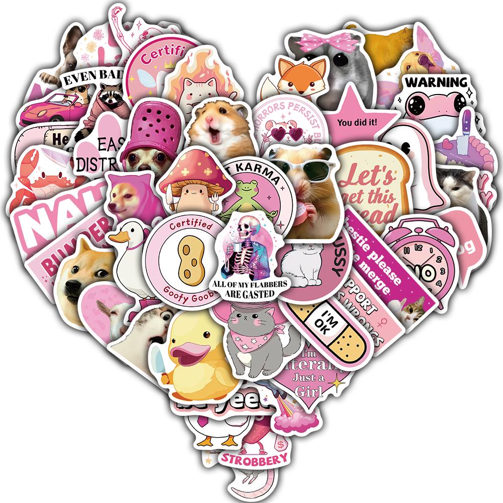 50/100PCS Pink Funny Sticke Coffee Personalize Coffee Laptop Luggage Waterproof Bicycle Motorcycle Water Bottle Dormitory