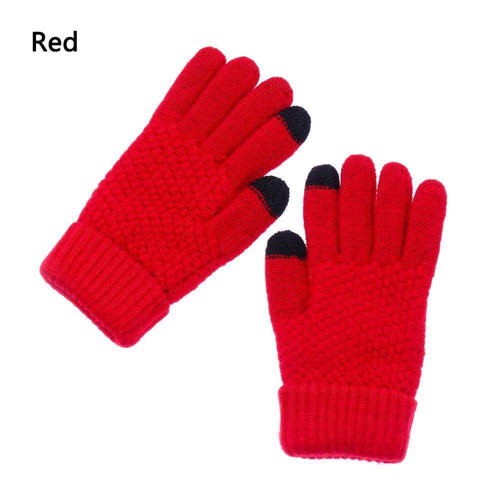 

Утепленные варежки для девочек и мальчиков, женские перчатки с сенсорным экраном, вязаные шерстяные варежки с полным пальцем