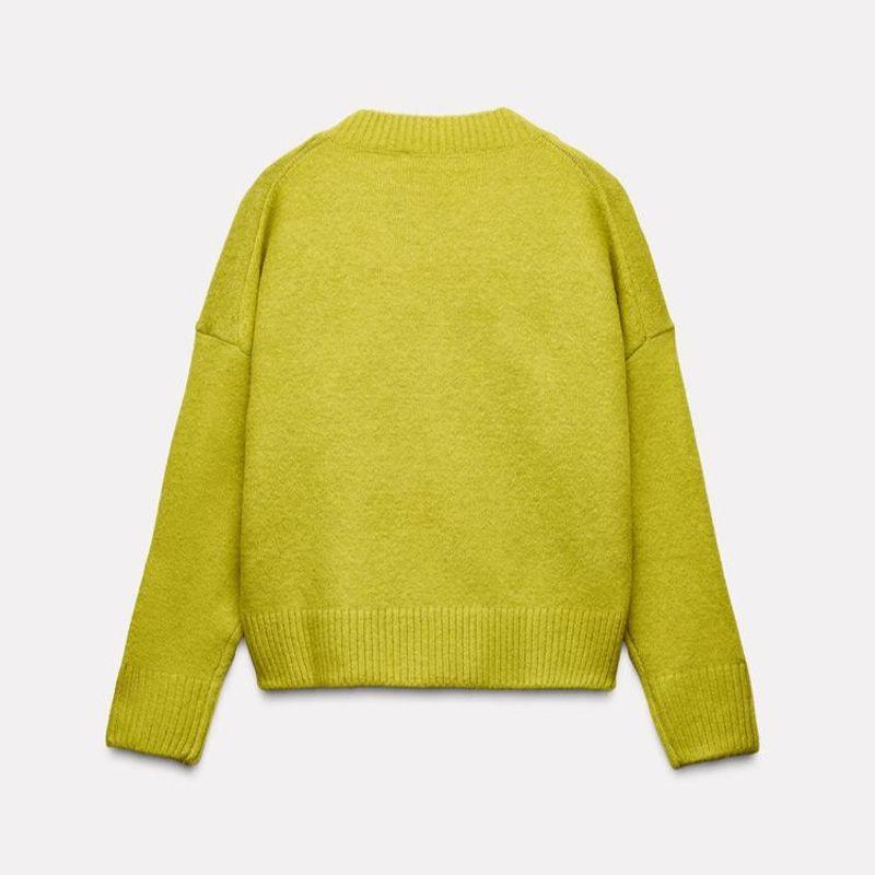 Spring New Arrival Women's Clothing Daily Commute Style Basic Versatile Long Sleeves V Neck Casual Sweater 2142169