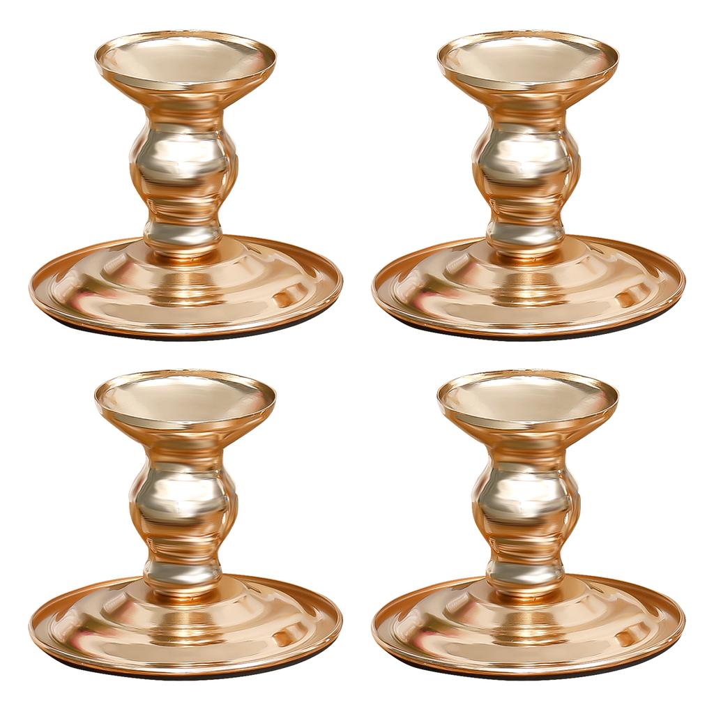 4Pcs Vintage Elegant Iron Gold Taper Candle Holder Tabletop Decorative Candle Stand for Wedding Anniversary Home Decorations