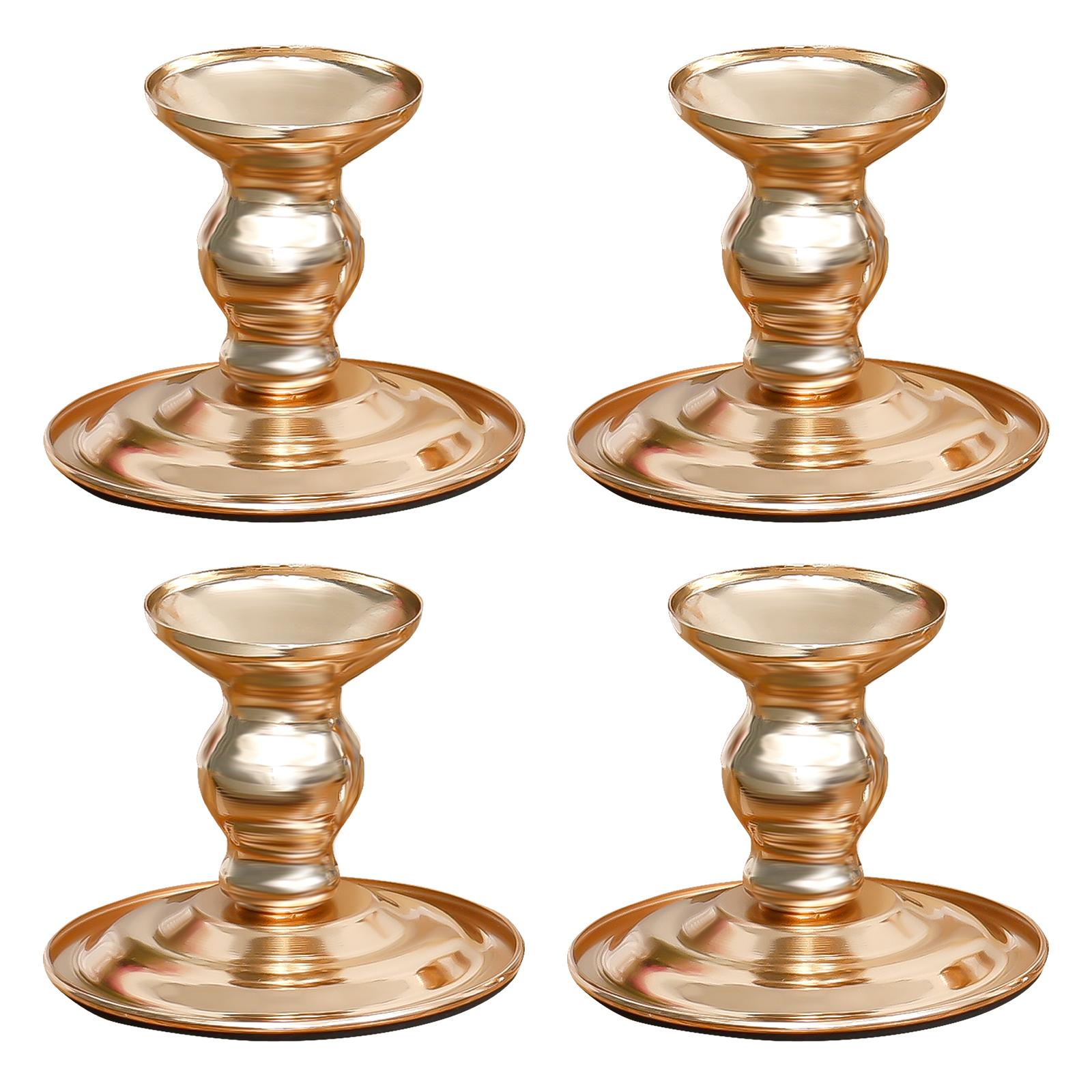 

4Pcs Vintage Elegant Iron Gold Taper Candle Holder Tabletop Decorative Candle Stand for Wedding Anniversary Home Decorations