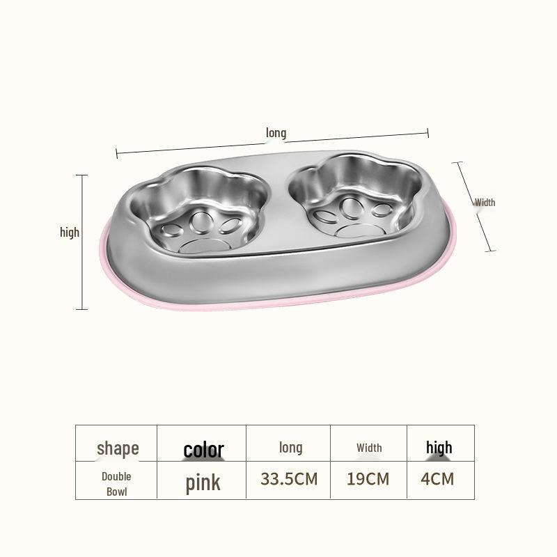 304 Stainless Steel Non-slip Cat & Dog Feeding Bowl, Large Capacity, Anti-tip Design