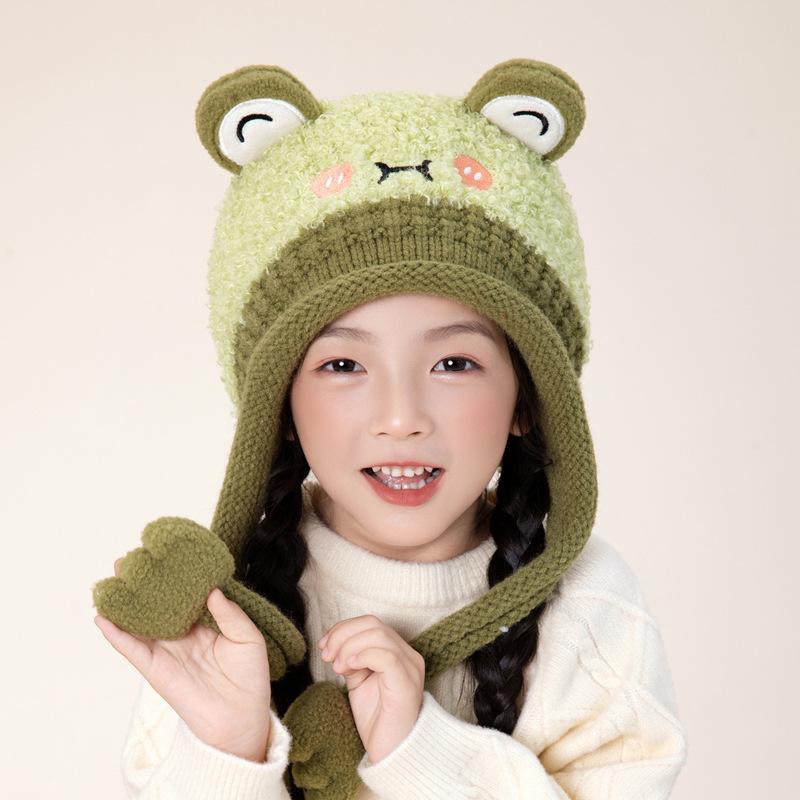 

Детская шапка для девочки зимняя флисовая с защитой ушей мешок на голову вязаная шапка детская мультяшная милая плюшевая теплая шерстяная шапка