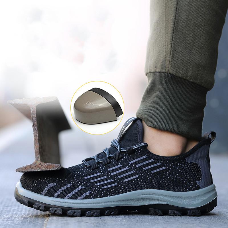 Men Fashion Breathable Steel Toe Caps Work Shoes Summer Safety Boots Air Mesh Worker Sneakers Tooling Security Footwear Protect