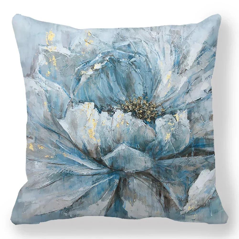 Flower Printing Throw Pillow Covers Vintage Oil Painting Birds Floral Square Cushion Cover Pillowcases for Sofa Home Decor 45cm