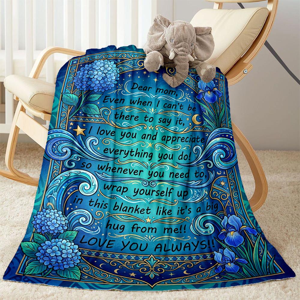 Mother's Day Greeting Flannel Blanket-Soft and Suitable for Sofas,Beds,Offices,Travel,All Seasons,Great Gift for Holidays and Birthdays.
