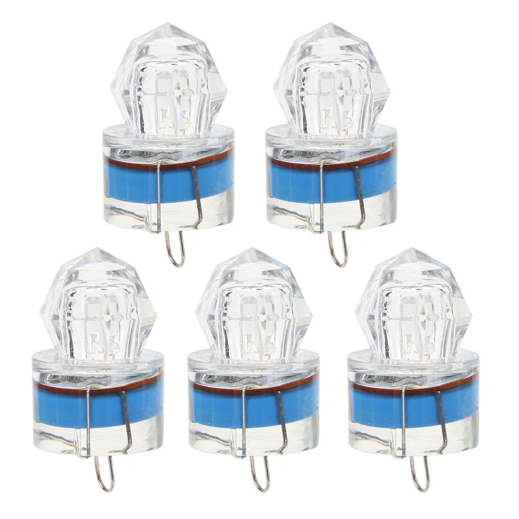5Pcs Fishing Lure Light Diamond Shape LED Corrosion Resistance Auto Open Flashing Bass Lure Light Blue