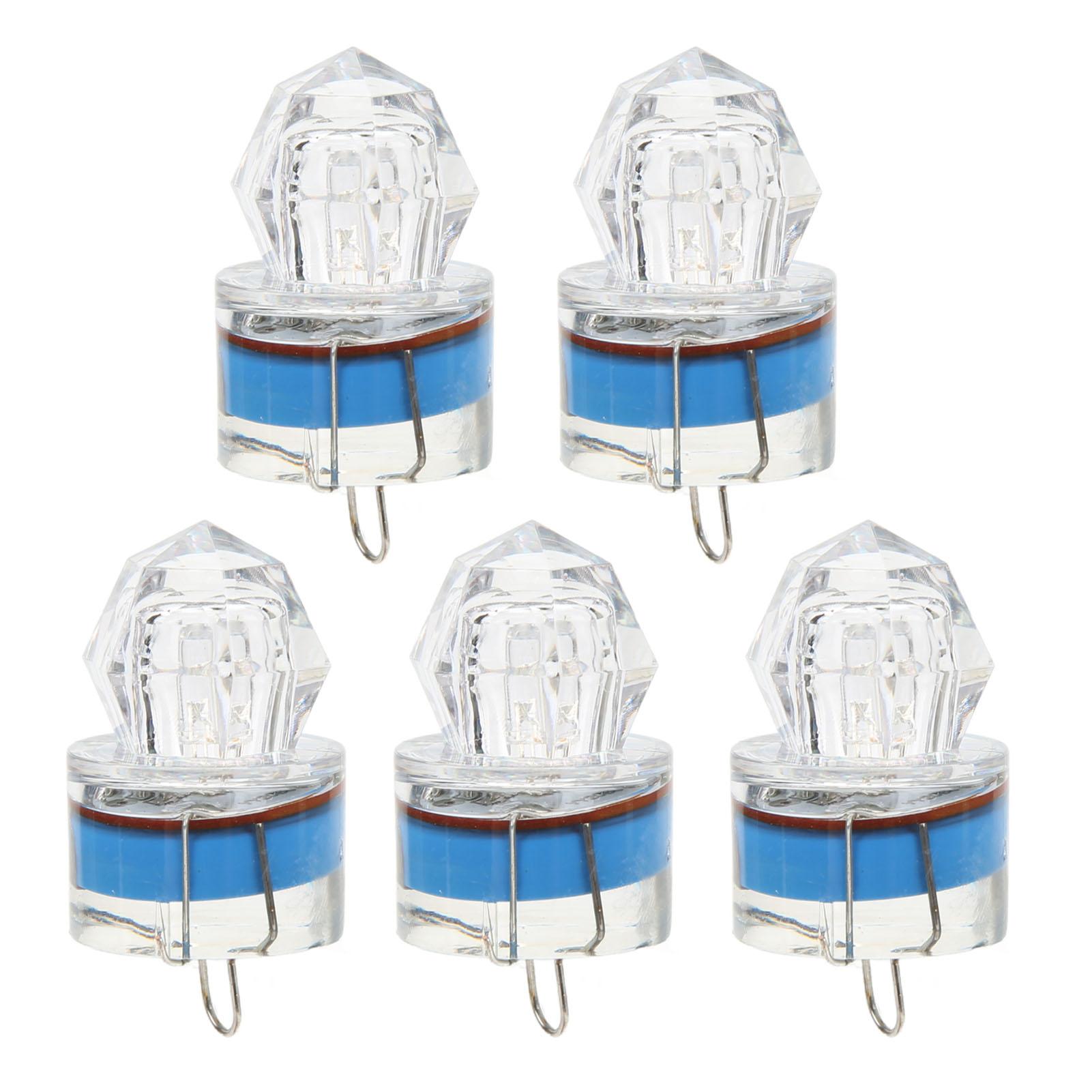 

5 шт. Рыболовная приманка Свет Бриллиантовая форма Светодиодный Коррозионная стойкость Автоматическое включение Мигающий Свет для приманки на окуня Синий Blue синий