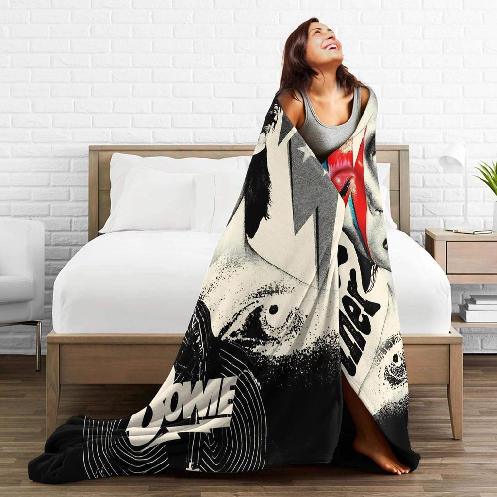 Davids Bowied Plush Blankets Children Flannel Throw Blanket For Outdoor Warm Soft Design Quality Bedspread Gift Idea