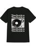 Herren Vintage Technics Grafik-T-Shirt | DJ-inspiriertes Design, Schwarz Lässig Rundhals