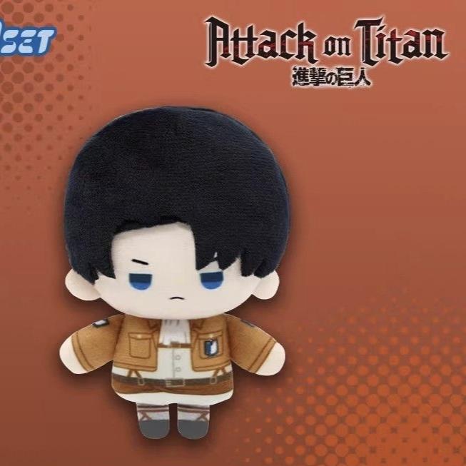 

Attack on Titan Plush Keychain Set, 10cm Levi Mikasa Eren Hange Doll, Cute Chibi Stuffed Toy, Anime Backpack Charm, Survey Corps Collection