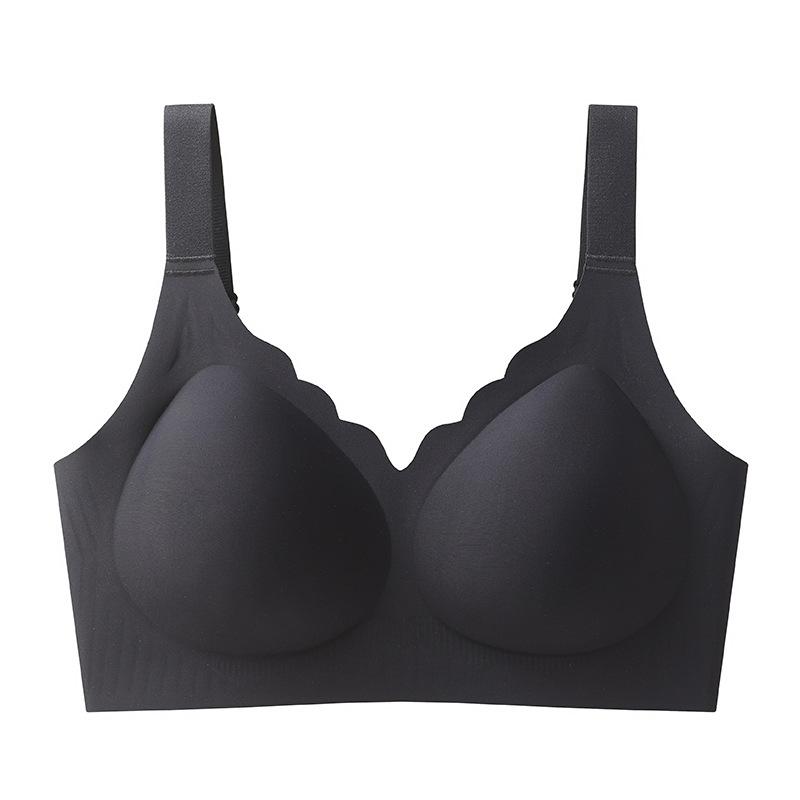Sexy Bra Women's Wavy Neck Large Size Bra Breathable Fixed Cup One-piece Underwear Push Up Bra