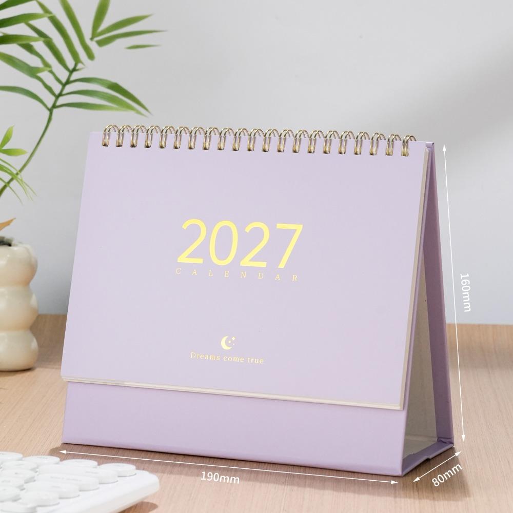 Paper 2027 Desk Calendar Spiral Binding Flip Calendar Durable Academic Planner Office Desk