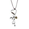 Heart Flower Cotton Rope Necklace - Natural Stone Pendant, Sweater Chain, Light Luxury Design, Versatile Neckwear