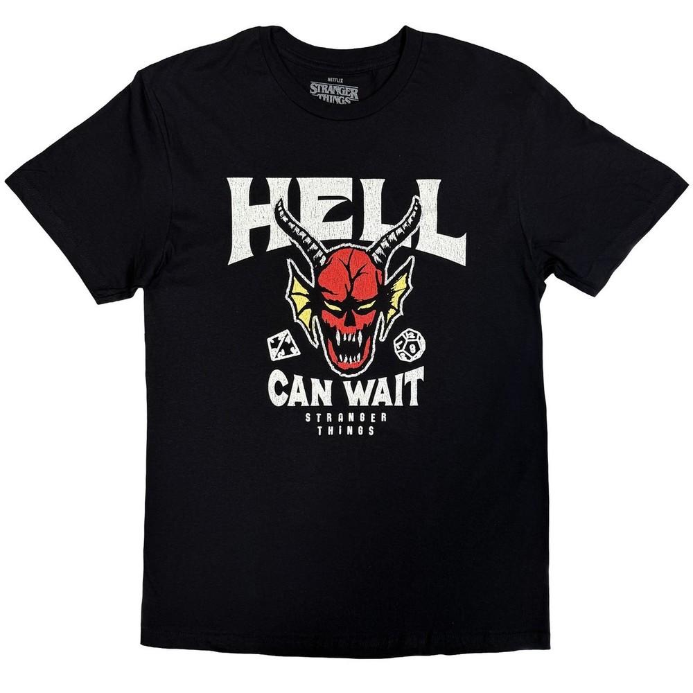 Stranger Things TShirt Hell Can Wait Official Tv Series New Black Unisex T-Shirt S