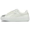 Basket Skate Shoes White Silver Womens 366169-01