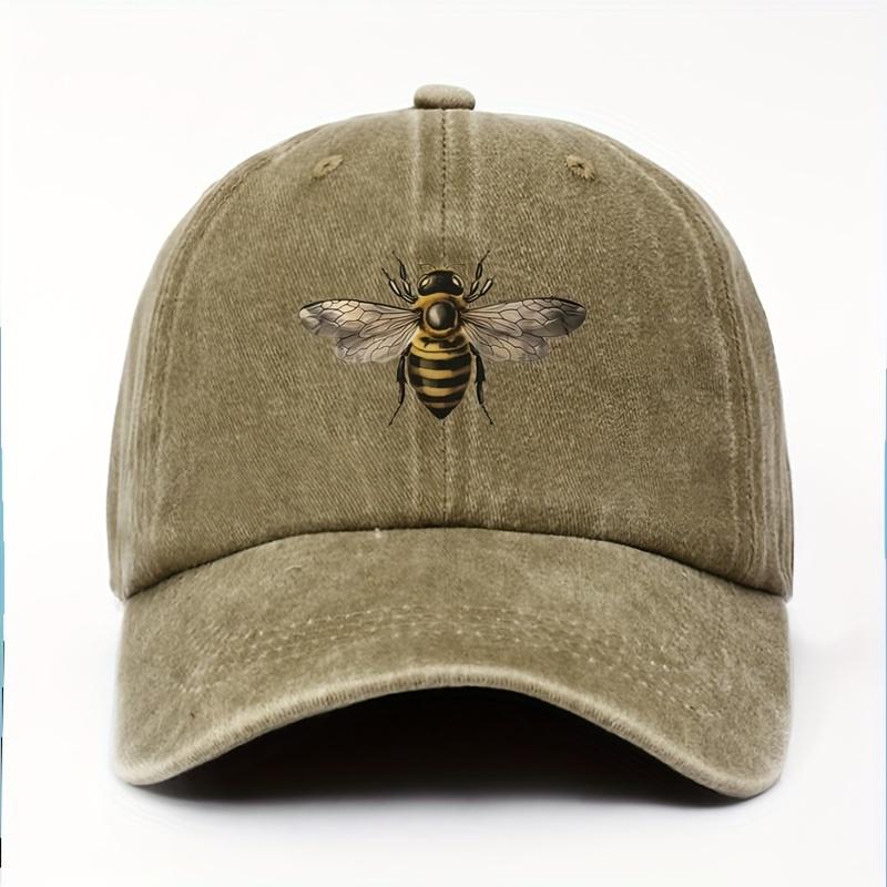 

A bee print simple design baseball cap travel sunscreen versatile style for men and women Adjustable хаки