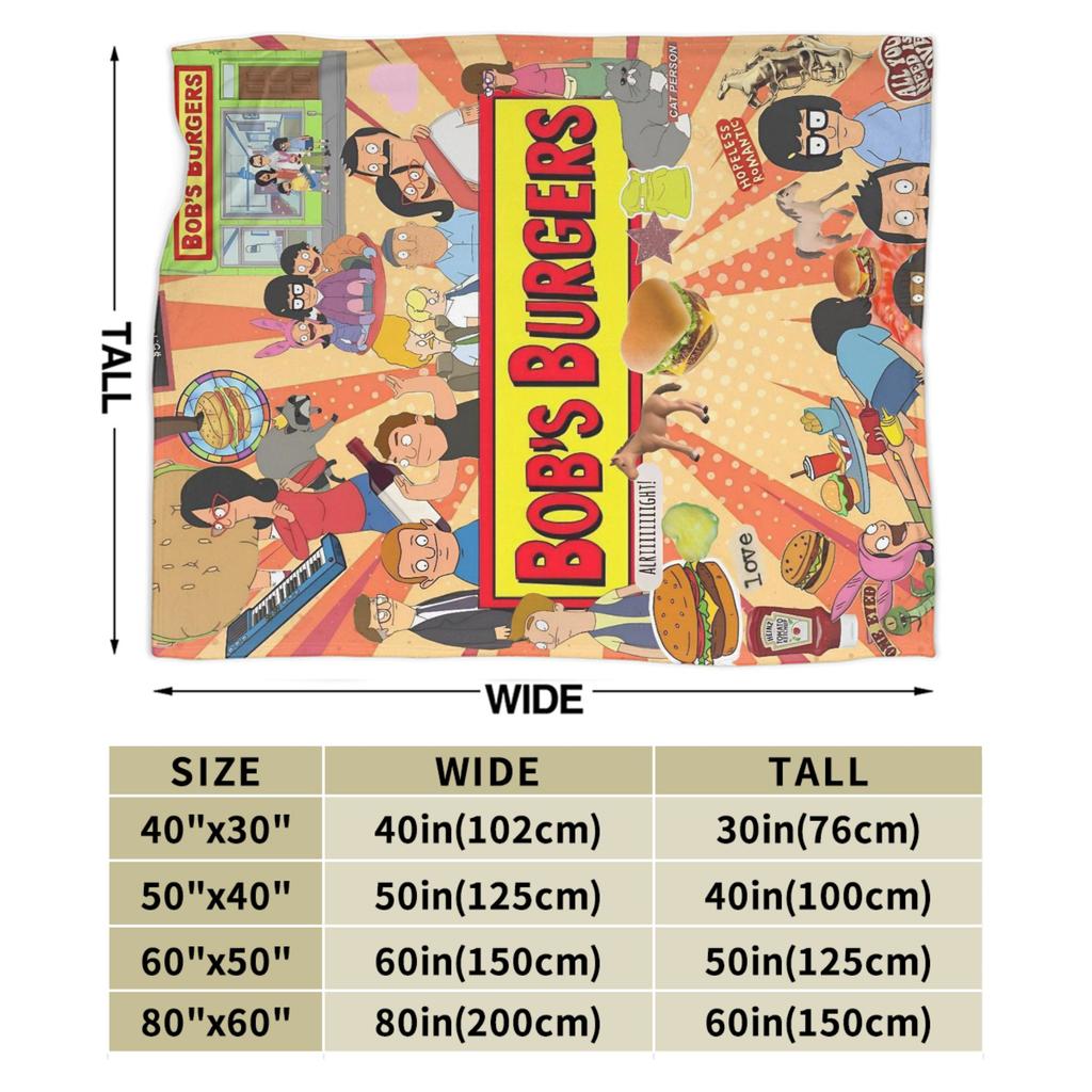 B-Bob Burgers Thanksgiving Blanket Multi-size Warm Cozy Fluffy Throw Blankets for Sofa Couch and Bed