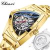 Automatic Man Watch Luxury Stainless Steel Triangle Dial Mechanical Wristwatches Skeleton Waterproof Luminous Watch