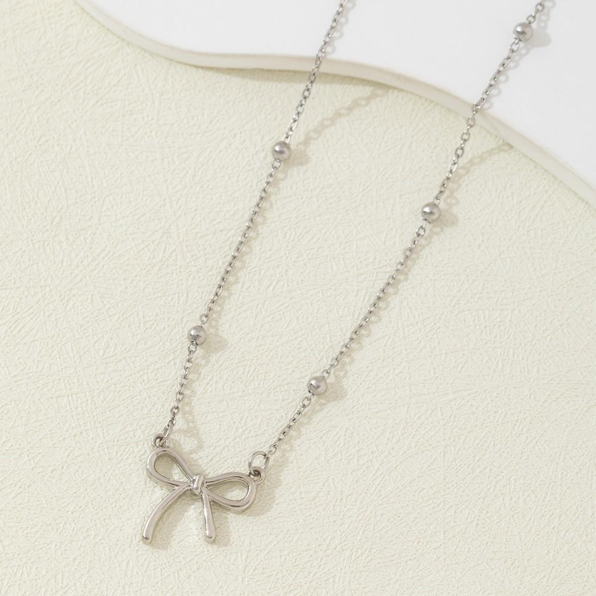 Шарм Подвеска Сладкий Женский ожерелье Украшения Бант Мода милый серебряный