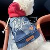Letter Embroider Dog Jean Jacket Windproof Pet Cowboy Outfit Pet Denim Hoodie  Spring Autumn