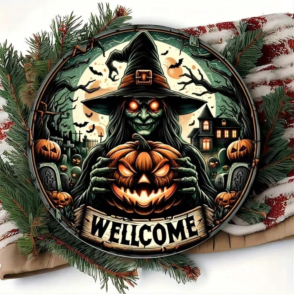 Halloween Witch Metal Tin Sign Home Decor Kitchen Wall Art