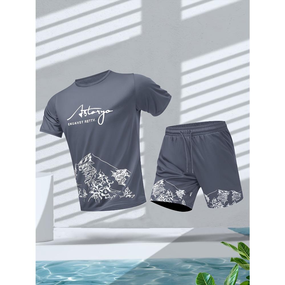 

Летний повседневный спортивный костюм, мужская футболка с коротким рукавом и шорты, новый модный комплект из двух предметов XL