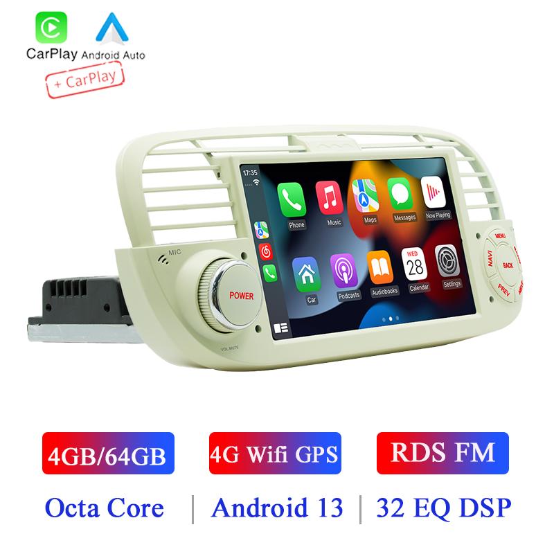 1 Din 7" Octa core Android 13 Car PLayer Mirrorink GPS WIFI DSP 32EQ RDS FM APP Control Car Stereo For Fiat 500 2007-2015