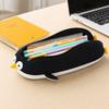 Cute Penguin Lipstick Storage Pounch Large Capacity Pen Box Silicone Pencil Bag  Stationery Storage