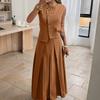 Women Sleeveless Vest Tops and Long Skirts Elegant Two Piece Suit Sets