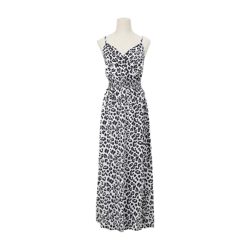 European and American Women's Summer Dress Leopard Print Suspender Skirt