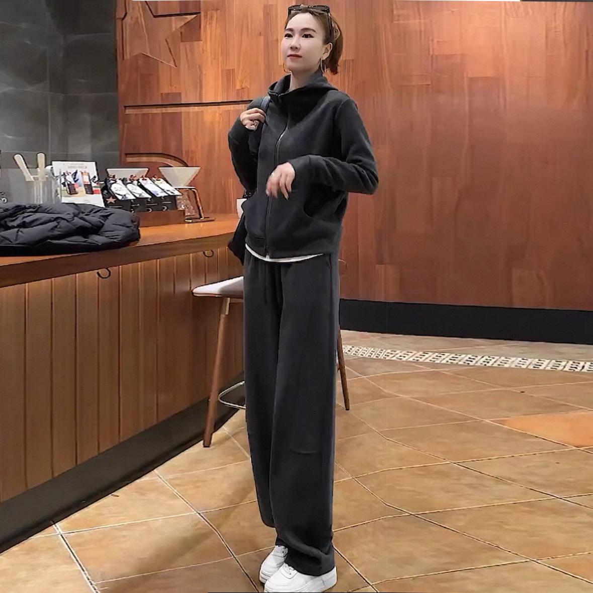 Spring 2026 Women s European Casual Sports Two-Piece: Slimming High-End Hoodie & Sweatpants Set XXL