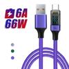 6A USB C Cable PD 66W Digital Display A to C Data Cord 0.5M/1M/2M Quick Charge Type-C Charging Line for Mobile Phone Laptop
