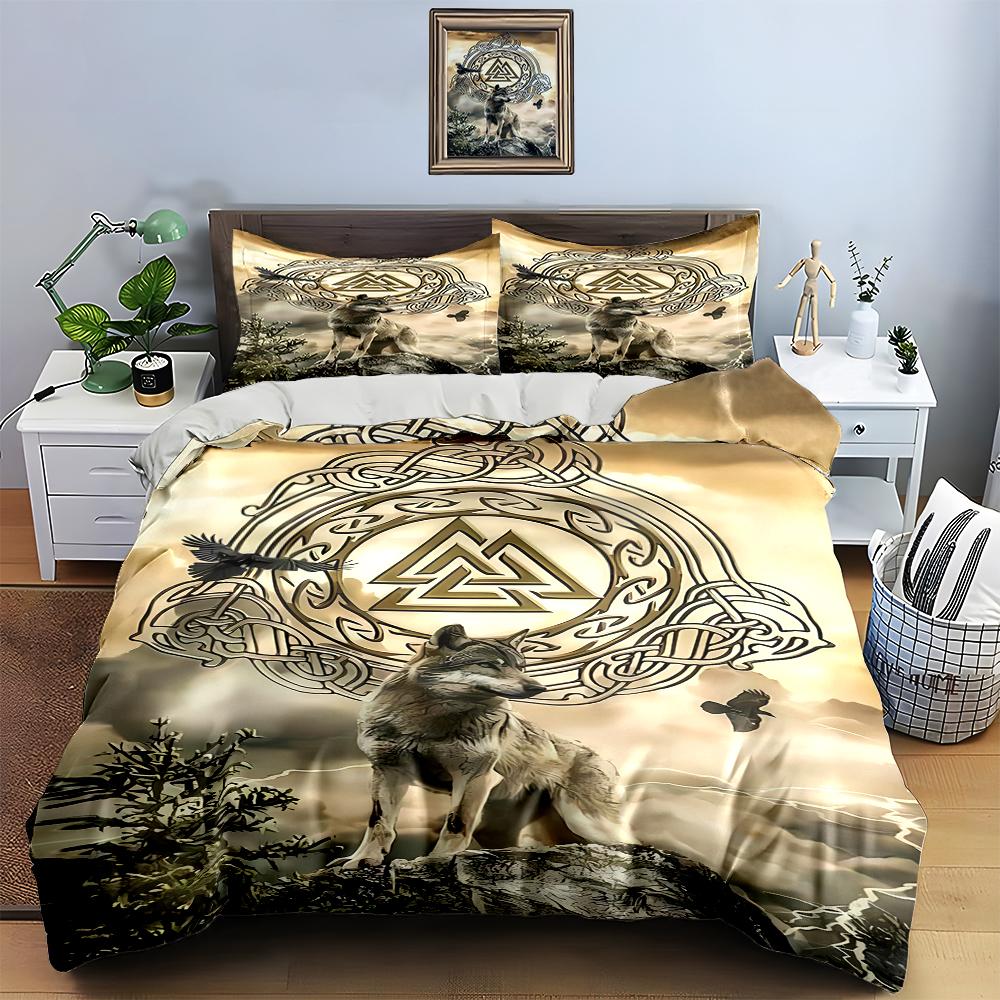 Wolf Nordic Symbol Bedding Duvet cover sets Duvet covers Pillowcases gifts (1 * Duvet Cover 2 * Pillowcases, without duvet insert)