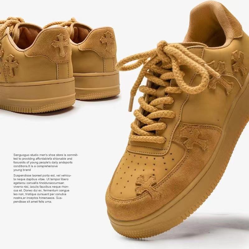 Wheat color niche design casual board shoes retro platform sneakers autumn men's shoes