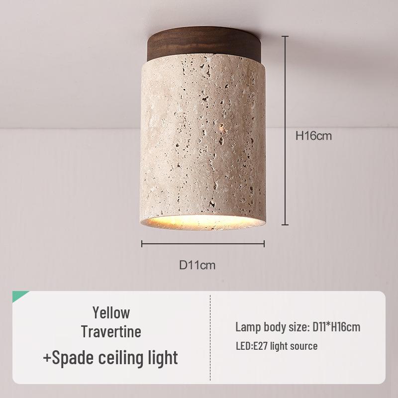 Lampada da soffitto nordica Wabi-Sabi in travertino nero per ingressi e corridoi in stile giapponese